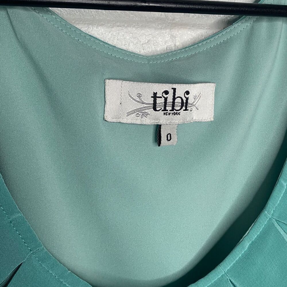 Tibi Lillian Scoop Neck Silk Dress Aqua Blue Teal Green size 0 - Picture 3 of 6